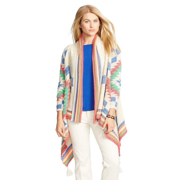 Lauren Ralph Lauren Southwestern Cardigan Sweater Geometric Intarsia S M $398 - Picture 6 of 11